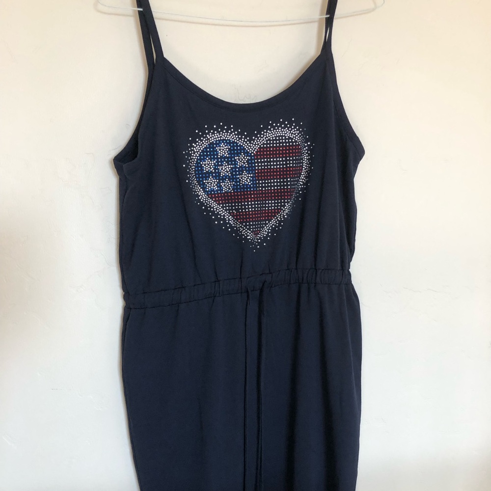 Navy Americana bling casual dress tie waist knee length size large from Venus
